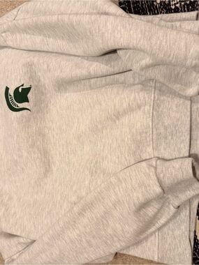 Heather Gray Sweatshirt with Dark Green Spartan Logo